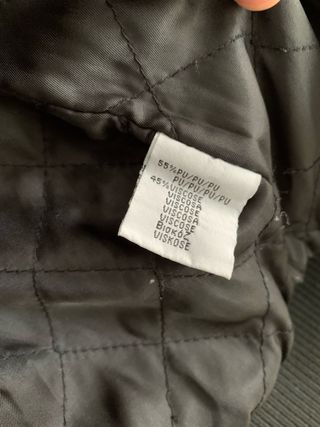 Chaqueta Bomber Piel Negra con Parches