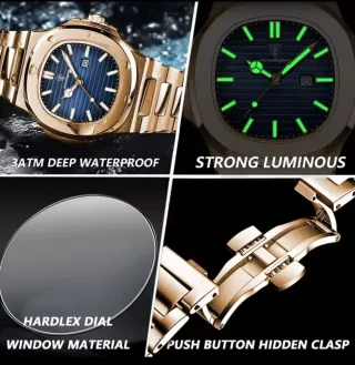 Reloj poedagar Hombre Azul y Dorado