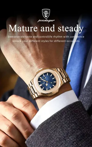 Reloj poedagar Hombre Azul y Dorado