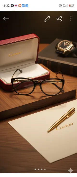 Cartier Gafas de vista negras y doradas