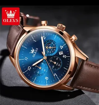 Reloj OLEVS Hombre Azul y Marrón