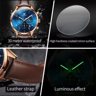 Reloj OLEVS Hombre Azul y Marrón