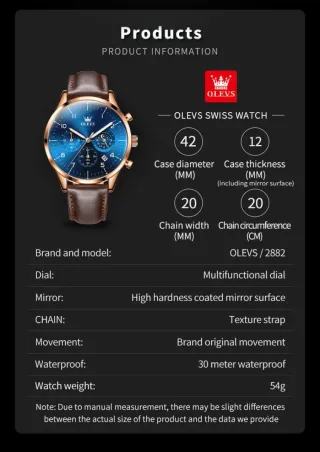 Reloj OLEVS Hombre Azul y Marrón