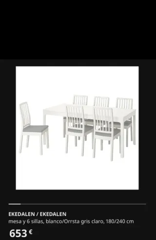 Mesa y 6 Sillas Ekedalen Ikea