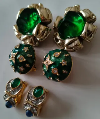 Lote 3 pares pendientes clip vintage