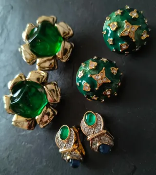 Lote 3 pares pendientes clip vintage