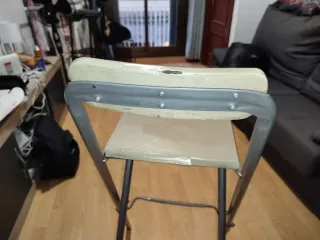 2 Taburetes Altos Plegables Metal y Madera