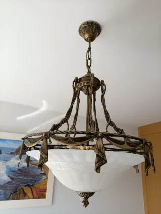 Lámpara de bronce y cristal