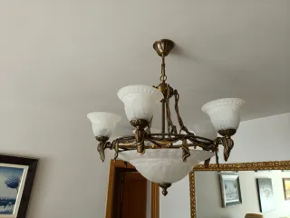 Lámpara de bronce y cristal