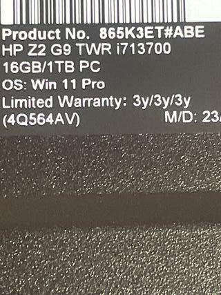 HP Z2 Tower G9 Workstation PC nuevo