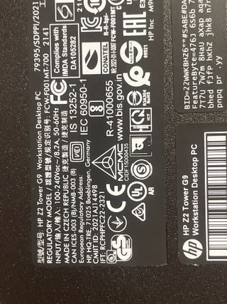 HP Z2 Tower G9 Workstation PC nuevo