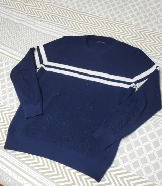 Jersey lana hombre azul y blanco Talla L