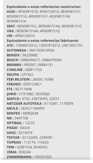 Discos de freno delanteros Audi A6 V.3