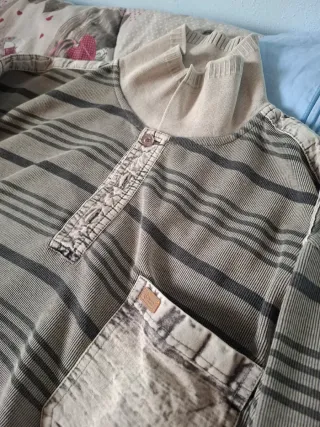 Camicia uomo beige e marrone a righe