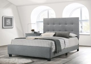 CAMA TAPIZADA CON CABECERO Y COLCHÓN