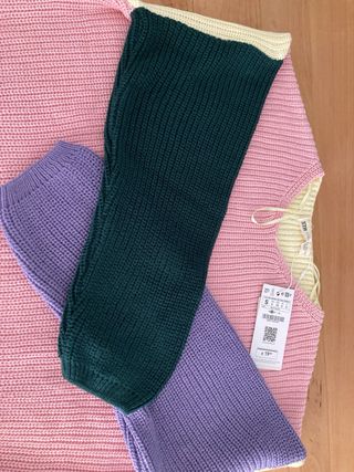 Jersey de punto rosa y amarillo talla S