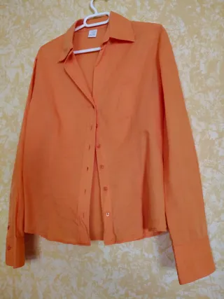 Camiseta mujer manga larga naranja