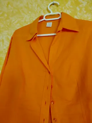 Camiseta mujer manga larga naranja