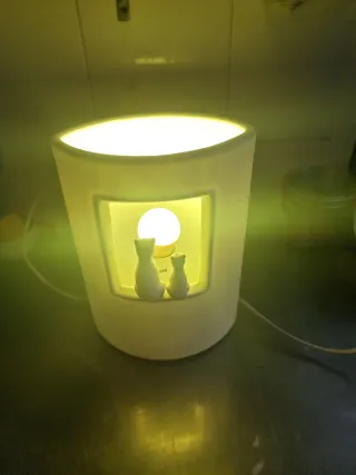 Lampada ceramica bisquit gatti