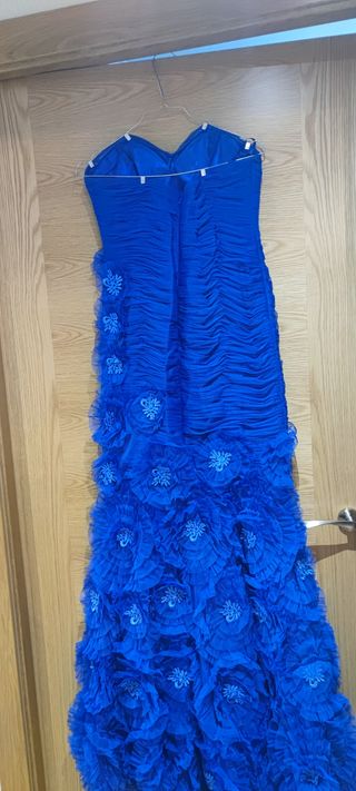 Vestido fiesta  azul palabra de honor