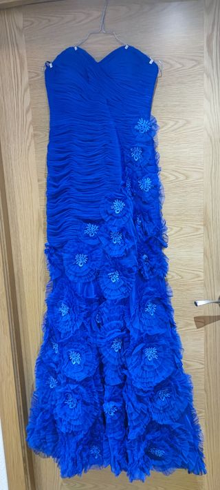 Vestido fiesta  azul palabra de honor