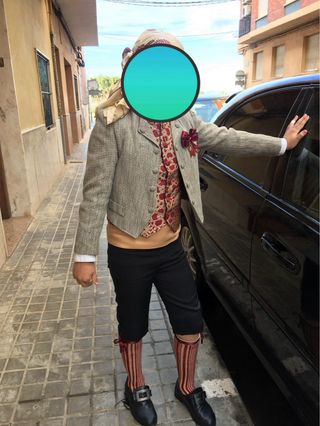 Calcetines Fallero Rayas Beige y Rojo y lligacames