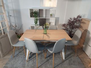 Mesa extensible con 6 sillas