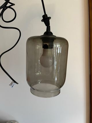 Lámpara colgante cristal ahumado 12x19