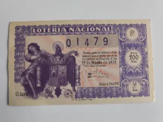 Décimo Lotería Nacional Navidad 1952