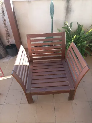 Sofá chaiselongue terraza madera