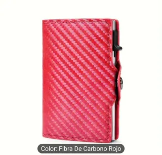 Cartera de seguridad hombre fibra carbono roja