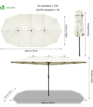 VOUNOT Sombrilla Parasol Rectangular