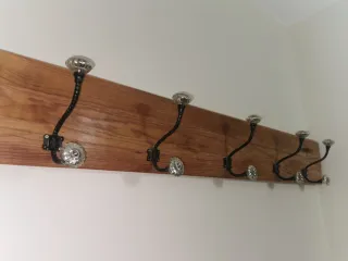 Perchero Rústico Madera y Cristal