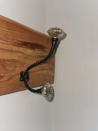 Perchero Rústico Madera y Cristal