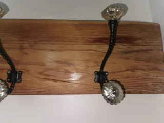 Perchero Rústico Madera y Cristal