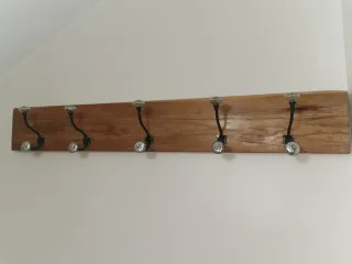 Perchero Rústico Madera y Cristal