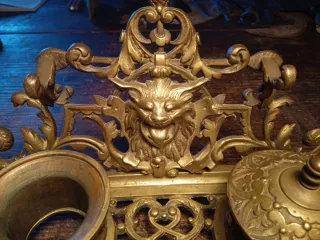 Antico calamaio porta inchiostri pennino in bronzo