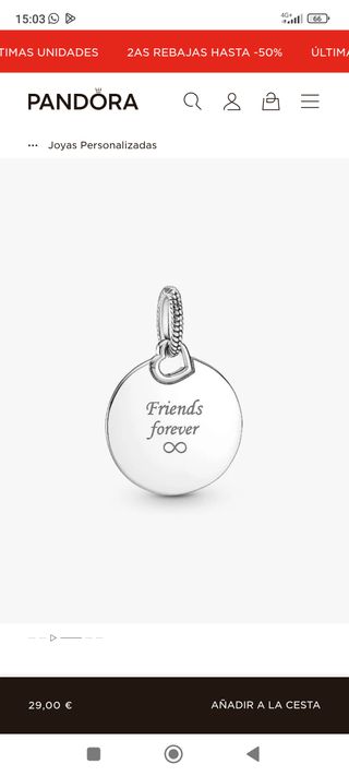 Colgante Pandora Medalla Redonda