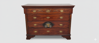 Cómoda vintage de madera con detalles dorados