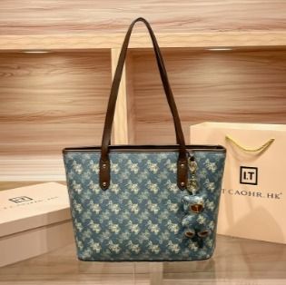 Bolso Tote Vintage Carruaje Azul Marrón