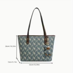 Bolso Tote Vintage Carruaje Azul Marrón