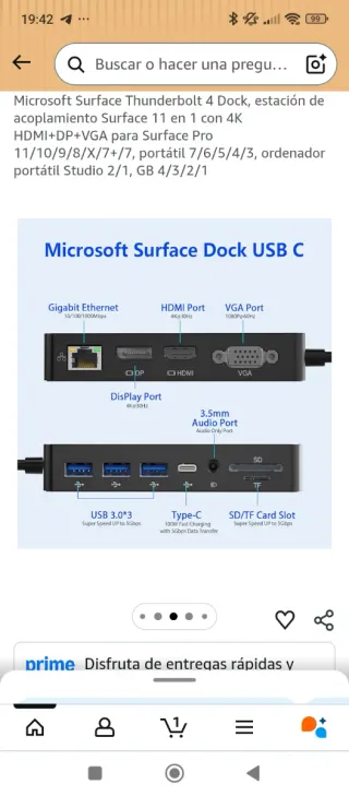 Dock Thunderbolt 4 Microsoft Surface 11 in 1
