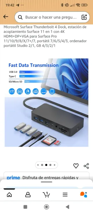 Dock Thunderbolt 4 Microsoft Surface 11 in 1