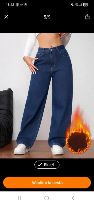 Pantalón vaquero afelpado azul talla L