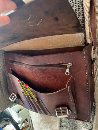 Maletin de cuero para silla años 50 , vintage.