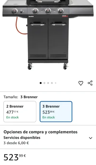 Barbacoa a gas con 3 quemadores