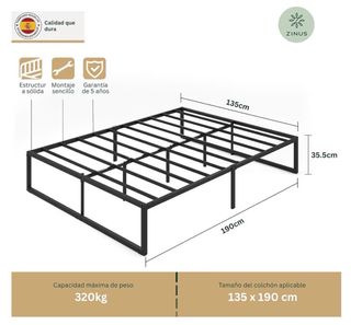Somier Zinus Negro Metal 135x190cm