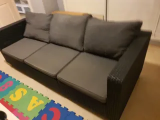 Sofá Allibert 3 plazas negro/gris
