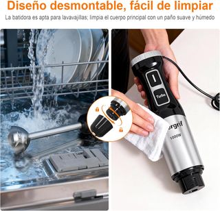 Batidora de Mano 1000W de Acero Inoxidable