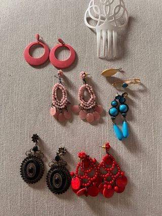 Lote pendientes y broches flamenca